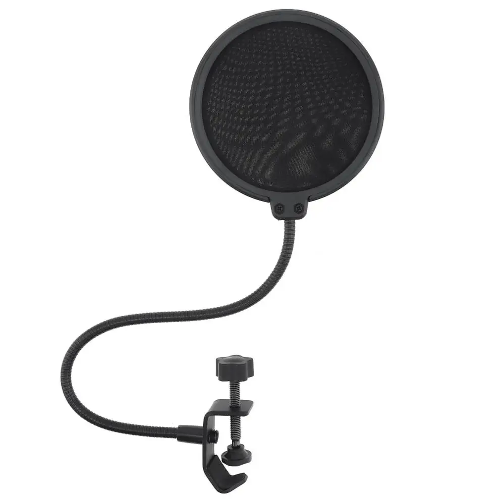 

Multifunction Shockproof Microphone Holder Bracket with Double Layer Microphone Pop Filter and Table Clip for Live Broadcast