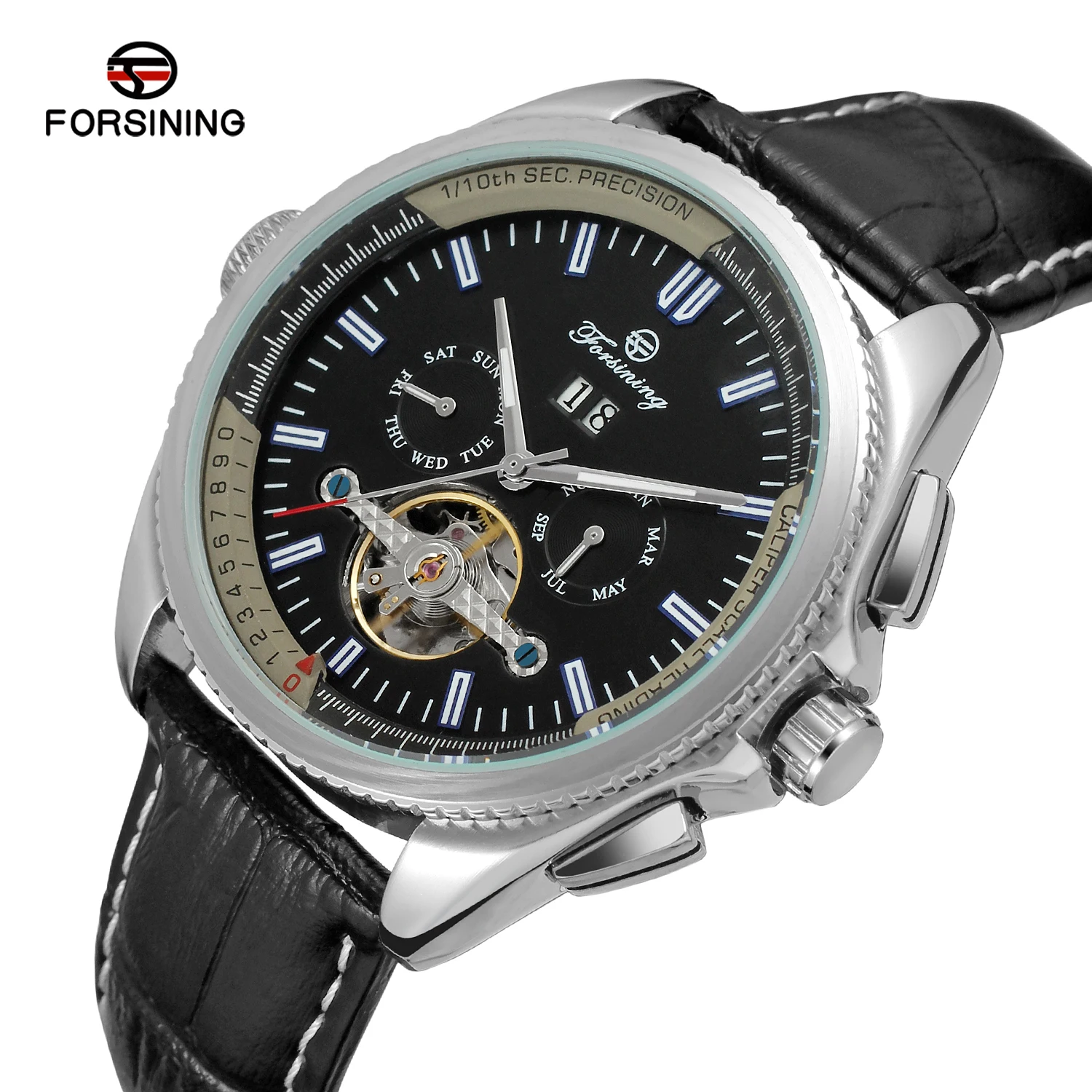 

New FORSINING 2021 Mens Tourbillon Mechanical Date Watch Fashion Casual Waterproof Leather Business Male Wristwatches