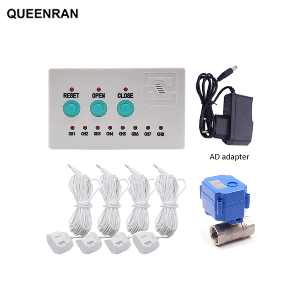 

Water Leakage Sensor with 1pc DN15 DN20 DN25 Stainless Valve for Smart Home Kitchen Water Flood Overflow Leaking Detector