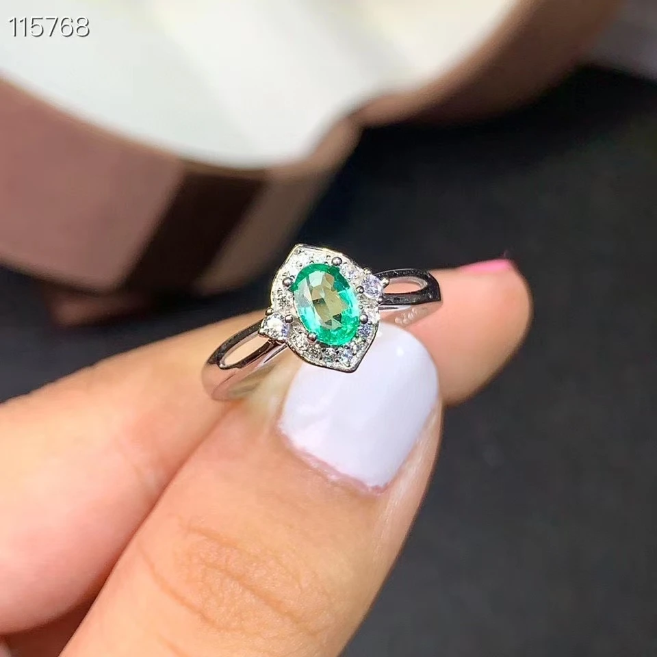 

2020 new natural emerald gemstone ring for women jewelry real 925 silver certified natural gem party gift lucky birthstone