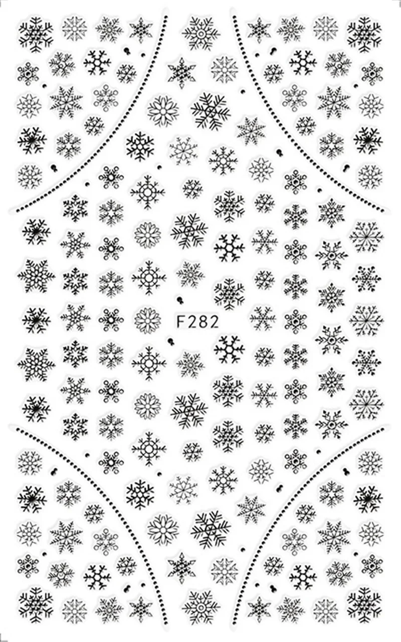 1 лист 3D белого золота рождественские слайдеры наклейки для ногтей снежинки