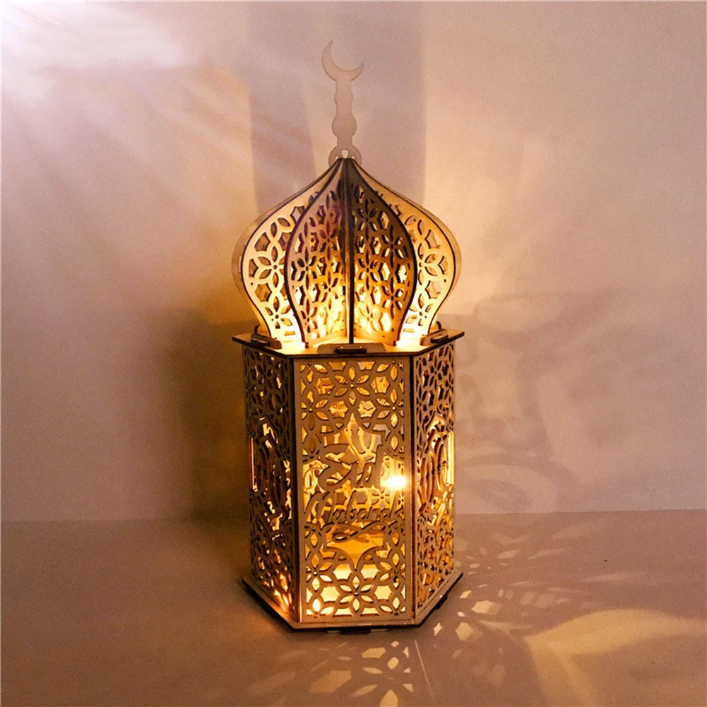 

Wooden LED Light Eid Mubarak Ramadan Lights Decoration Muslim Festival Decor Lighting for Home Party
