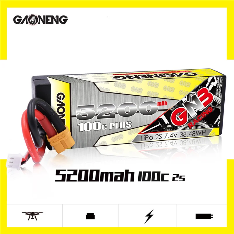 

GAONENG GNB 7.4v 5200mAh 100C PLUS LiPo Battery For Remote Control Car Racing Spare Parts With Shell Upgrade LiHV 2S Battery