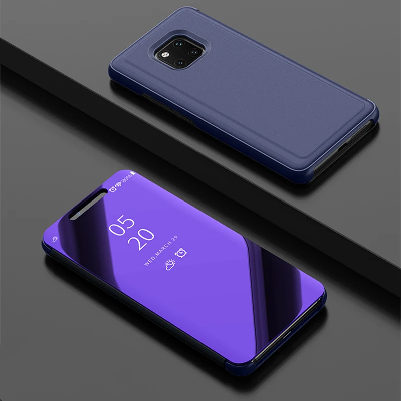 Purple Умный зеркальный чехол для телефона для huawei Y5 Y6 Y7 Y9 Y6 Pro Y6 Y7 Y9 Prime Y5 Y6 Y9 Nova 5 5i Pro 2 2i 3i 3e 4 4e Lite Полное покрытие - Цвет: Purple