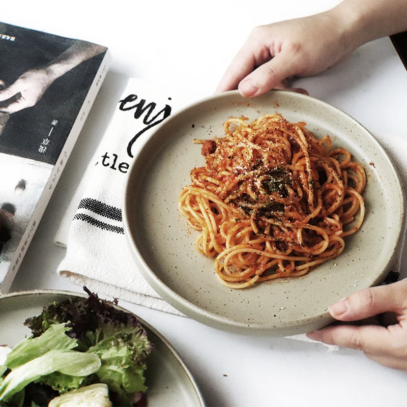 Японская простота Ретро грубая керамическая тарелка обеденный набор маятник для