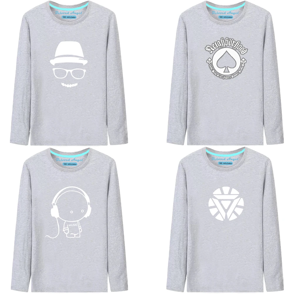 

Одежда для девочек, стильная повседневная хлопковая светящаяся футболка с длинным рукавом для мальчиков, Детская футболка с рисунком на весну и осень, детские топы
