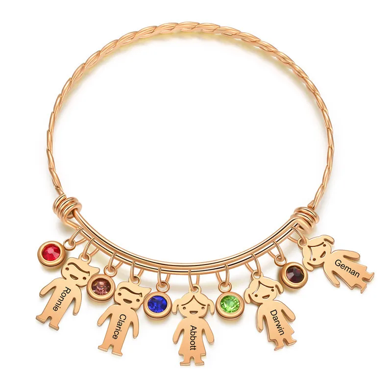 

Hiyong пользовательский Открытый браслет камень по дню Рождения Пользовательское имя браслет для девочек и мальчиков имя браслеты Father's Day Подарки циркония Регулируемый Браслеты