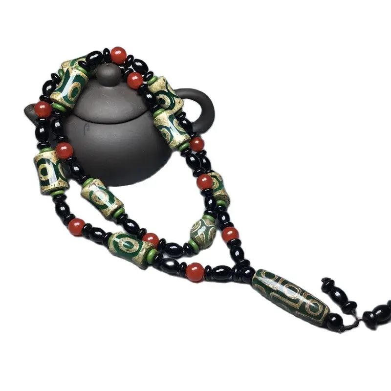

Tibet Agate Three Eyes Nine Eyes Green Dzi Bead Necklace Bracelet Pendant