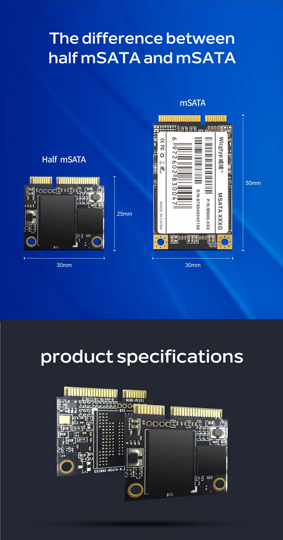 Скидка 50% Wicgtyp mini pcie половина mSATA ssd 64 Гб 128 ГБ 256 ГБ 512 ГБ SATA III 6 ГБ/сек. SATA II 2,5*3 см модуль ssd msata для планшетных ПК