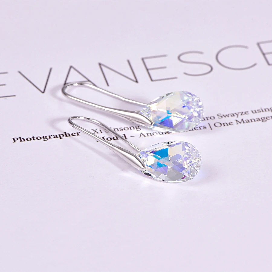 Серьги-капли воды для женщин новые модные Кристаллы от SWAROVSKI серебряный цвет кулон серьги-капельки с имитацией листьев ювелирные изделия подарок для девочки