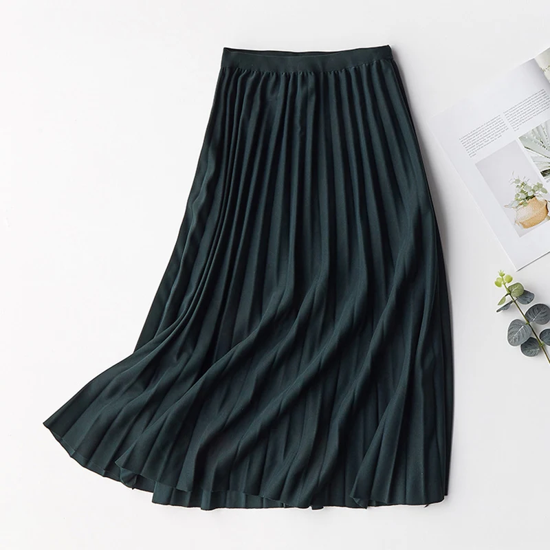 Женская длинная плиссированная юбка TIGENA трапециевидная миди с высокой талией в