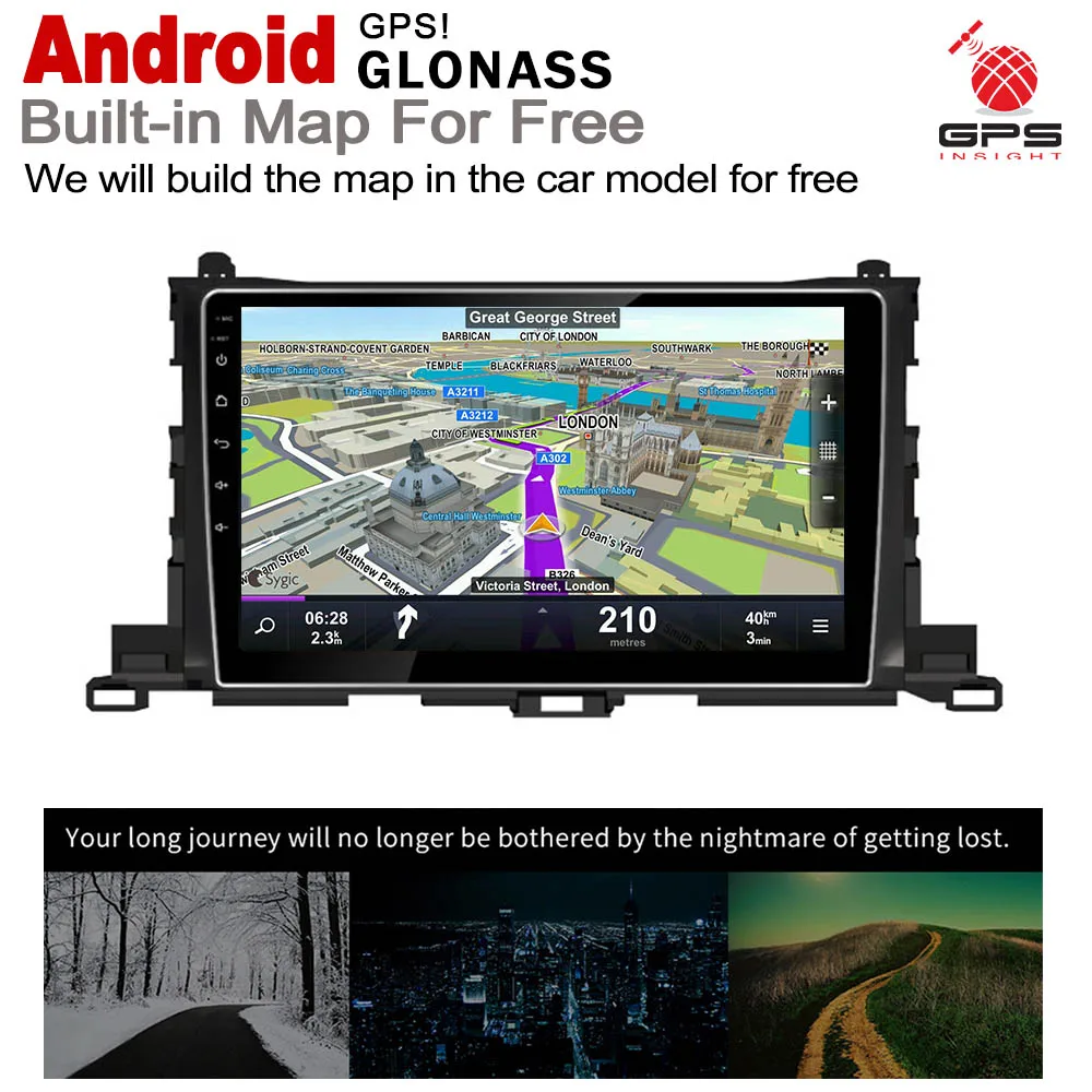 Аксессуары для Toyota Highlander XU50 2014 2015 2016 2017 автомобильный GPS-навигатор мультимедийный