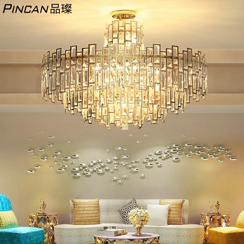 Роскошная люстра в стиле постмодерн круглая Светодиодная лампа из нержавеющей