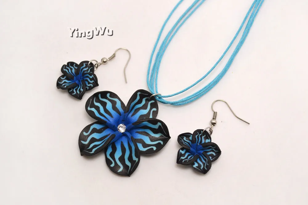 Yingwu New Fashion Hawaii Plumeria Flowers Jewelry Sets Fimo Polymer Clay Earrings Necklace Pendant | Украшения и аксессуары