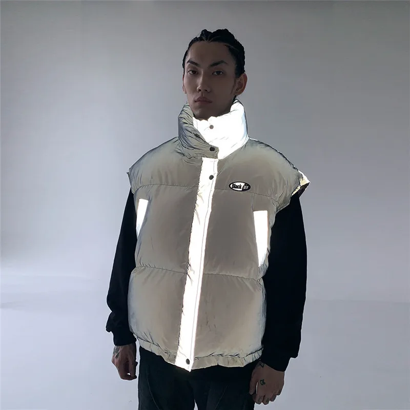 

Reflective Sleeveless Jacket 2021 Men women Thickening 100% Cotton Vest Warm Vest Winter Waistcoat Men Casual Windbreaker