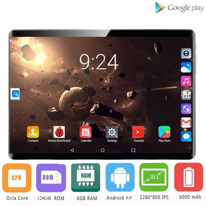 

2021 Russian Tablet 10 Inch Tablet Andorid 9.0 6GB RAM 128GB ROM Tablets PC 4G Lte Phablet for Pad Netbook Gaming Computer