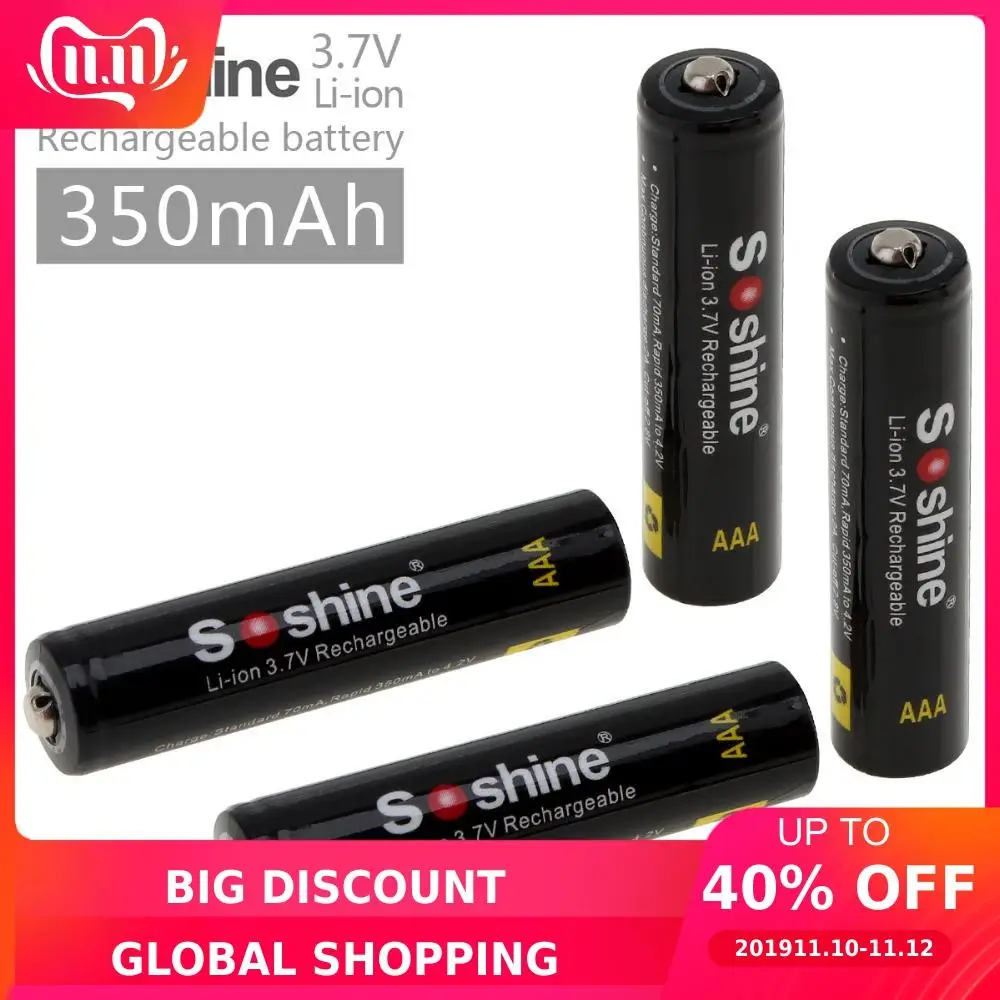 4 предмета в комплекте Soshine 3 7 V 350mAh 10440 AAA литий ионная литиевая батарея +