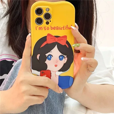 

Self-Portrait Snow White Pattern Apple Phone Case Silicon For Woman Beautiful Exquisite Phone Case New Creative Style 2021