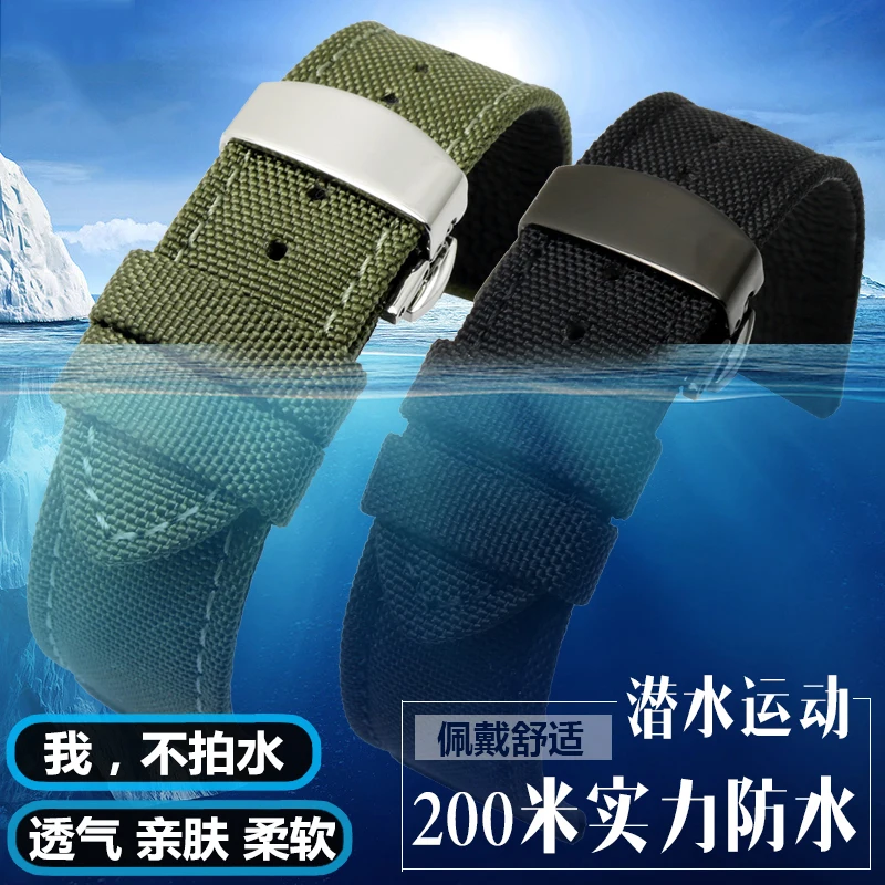Canvas Leather Bottom Watch Band Replacement For Tissot For Seiko Nylon Strap For TIMEX Watch accessories 18mm 20mm 21mm 23mm