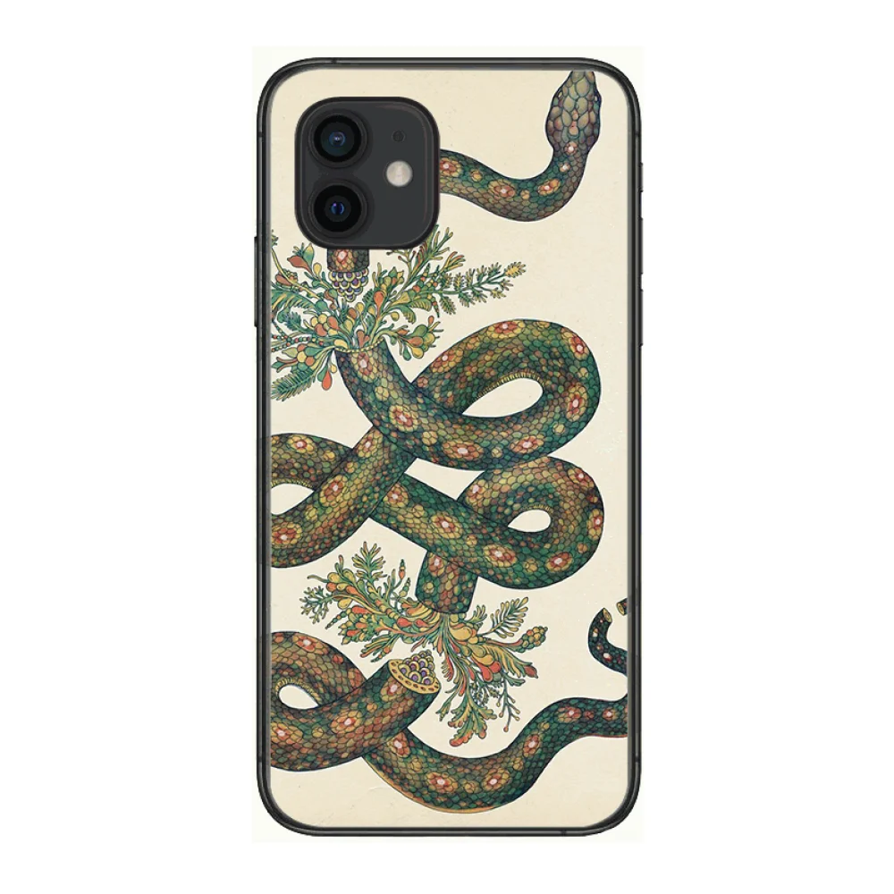 

Flower snake Style Phone Case cover For iphone 12 pro max 11 8 7 6 s XR PLUS X XS SE 2020 mini black cell shell