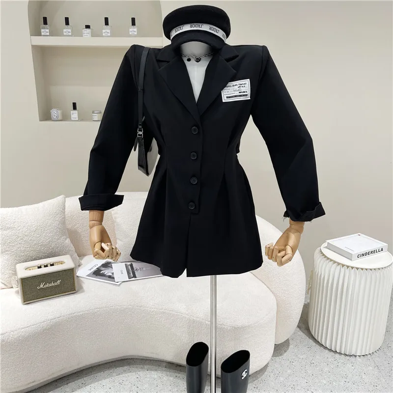 

Women's Spring Summer 2021 Fashion Lapel long sleeve breasted lettered suit Jumpsuit