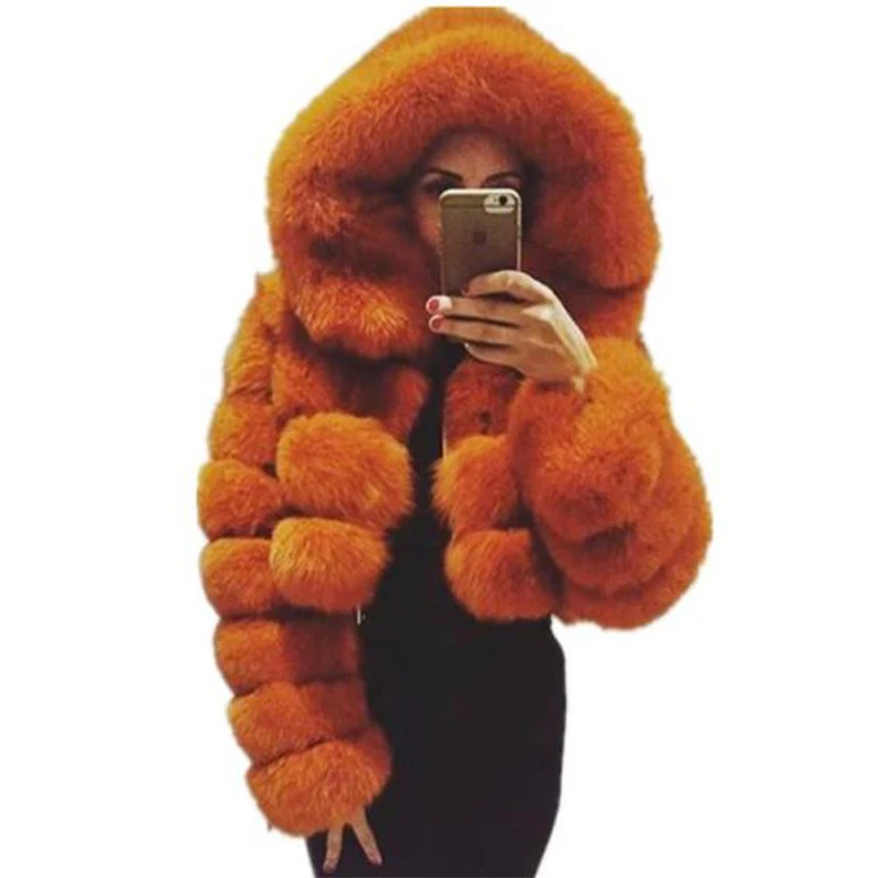 Winter Woman Coats 2021 Real Fox Fur Coat Hooded Solid Color Short High Street Style Women's Jackets Genuine Leather Outerwear