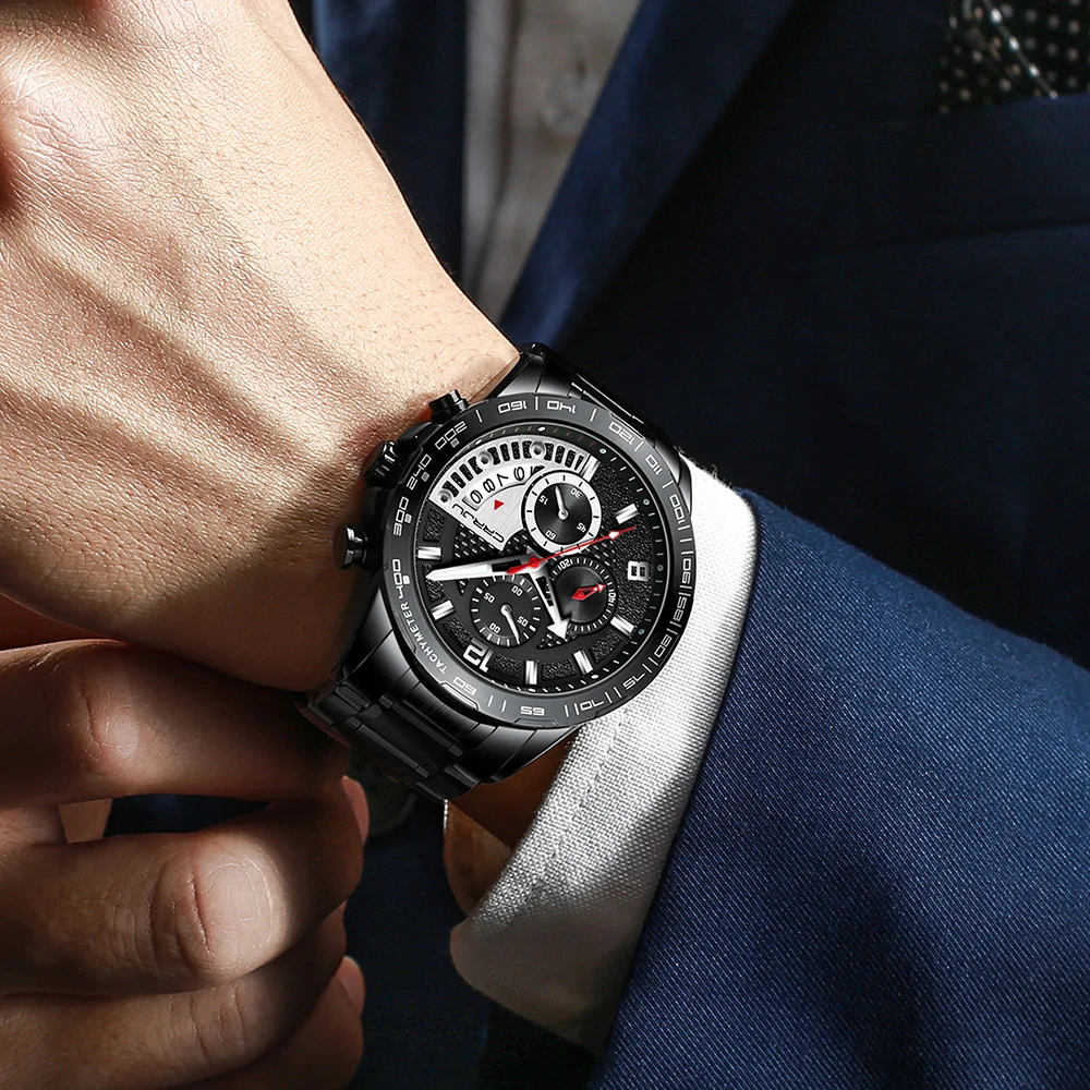 Часы CRRJU Мужские кварцевые популярные модные брендовые Роскошные