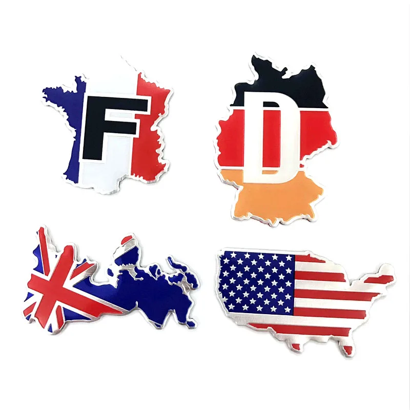 

Aluminum Alloy United Kingdom Germany France United States Of America National Flag Car Stickers