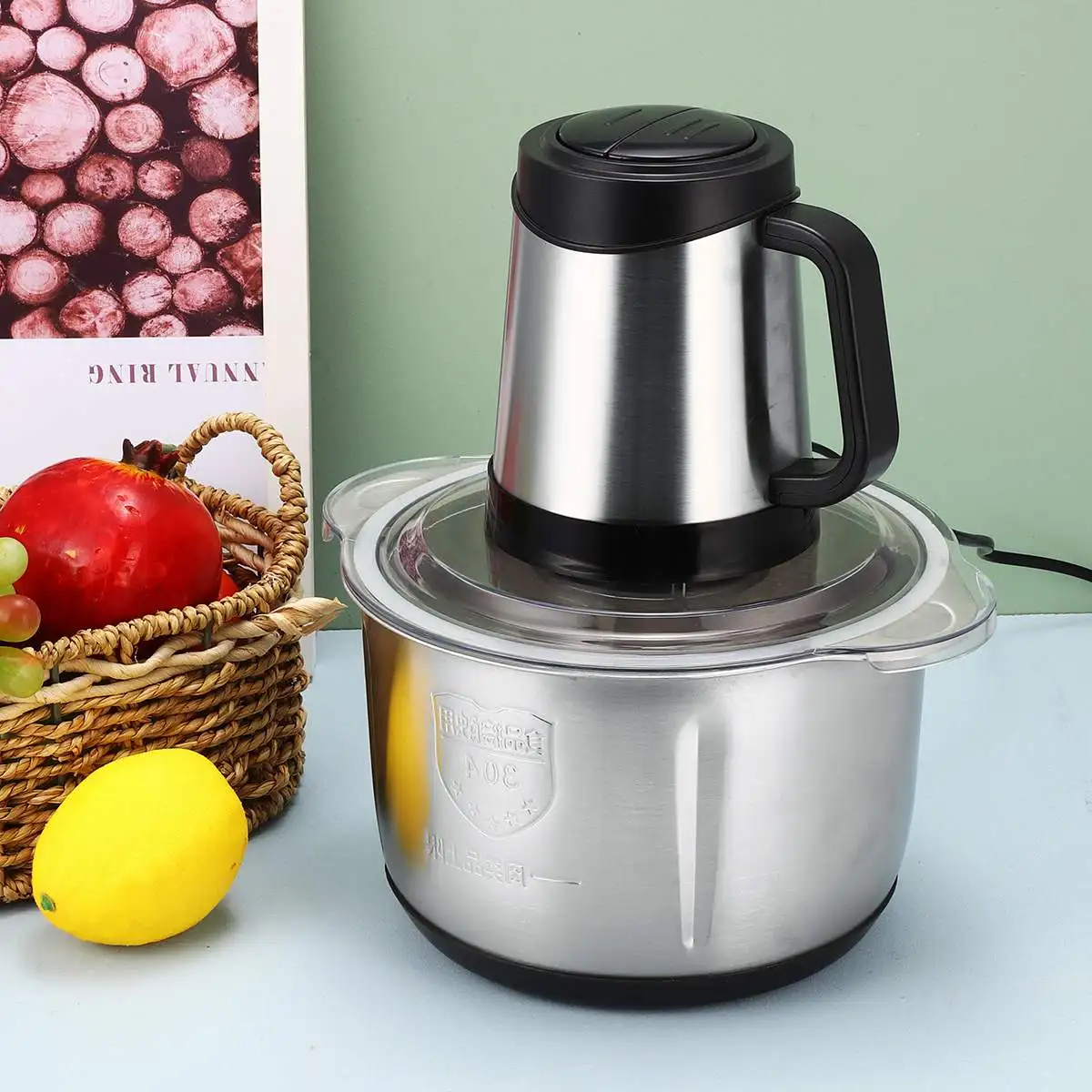 

Portable Meat Grinders 4L Auto-Electric Mincer Chopper 2Speed 5Blades Stainless Steel Food Mixer blender Kitchen Cooking Machine