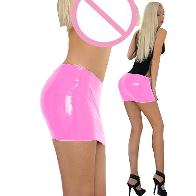 ПВХ Карандаш Bodycon мини-юбка пикантные блестящие женские туфли размера плюс S-6XL
