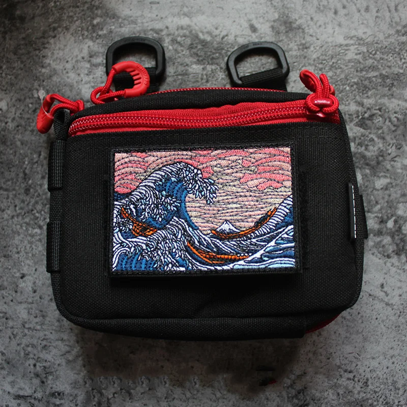 Ukiyoe Вышивка Липучка патч канагава большая волна море полосы повязка на руку для