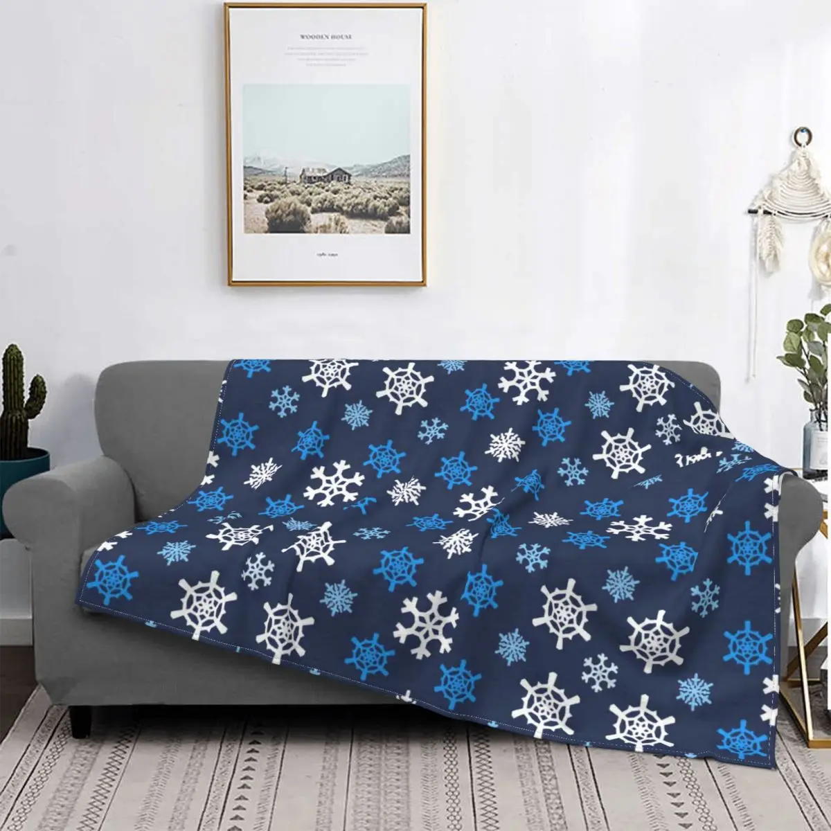 

Christmas Blanket Plaid Pattern Printed Stitch Cotton Breathable Plush Decoration Throw Blankets For Office Couch