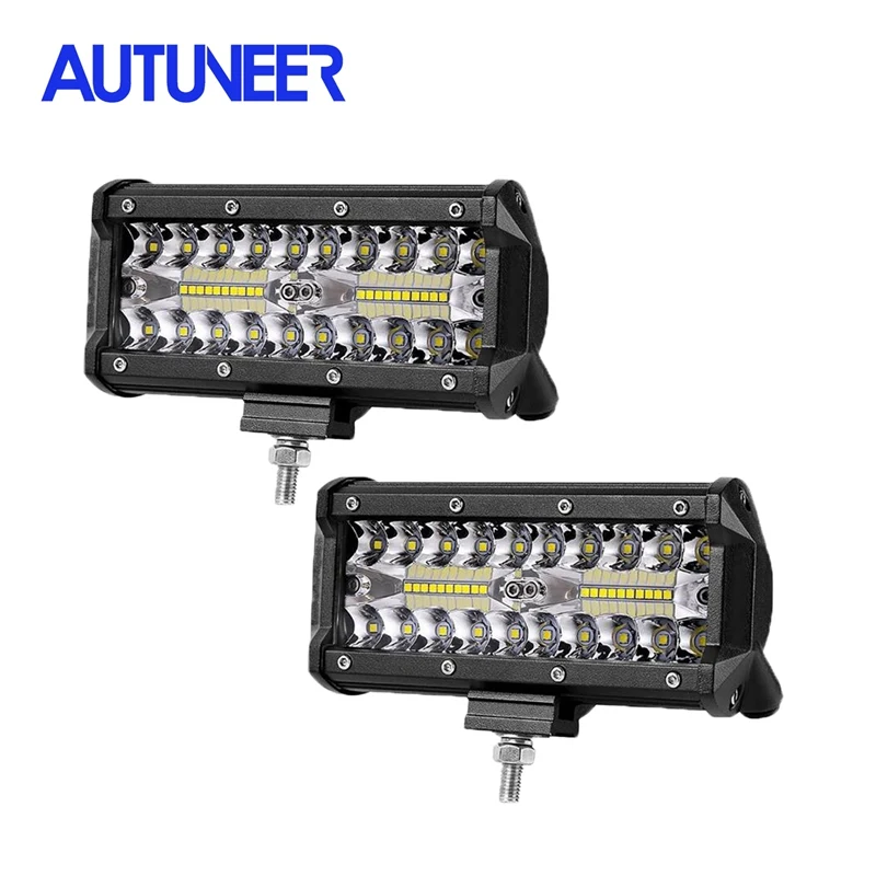 AUTUNEER 120W 6000K Автомобильный светодиодный рабочий свет 10 30V Светодиодные стручки бар