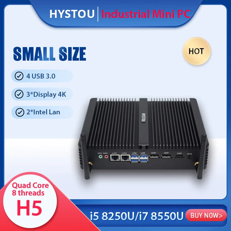 Новейший 8TH Gen Quad i7 8550U Core промышленный компьютер безвентиляторный ПК сервер i5 8250U