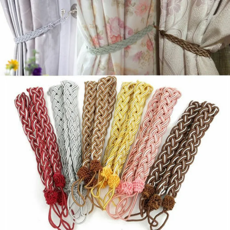 

1 Pair Of Braided Satin Rope Curtain Tie Backs Tiebacks Holdback Voile Home Accessories Decorative