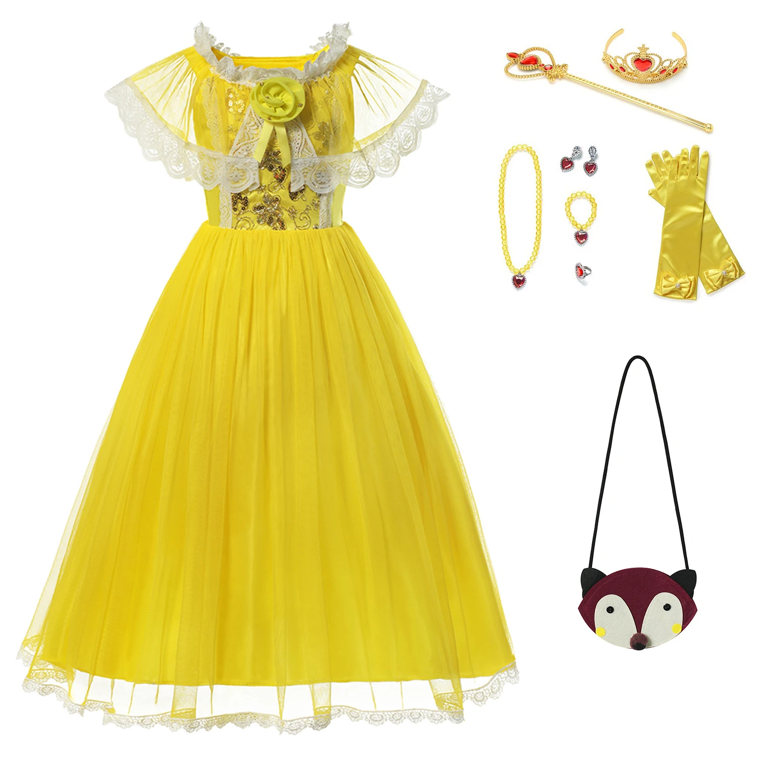 Новинка платье принцессы Белль для девочек костюмы косплея Детские Желтые