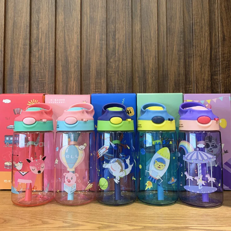 Милая бутылка для воды Tritan детей Детский чайник без бисфенола А мультяшный