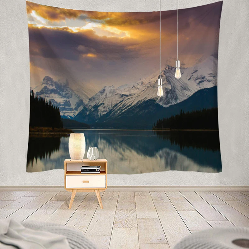 Недорогой гобелен с изображением гор и озера настенное пляжное полотенце