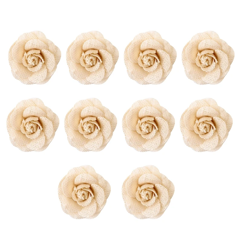 10 Pcs 9 cm Handmade Jute Hessian Burlap Flowers Rose Rustic Wedding Decoration Party DIY Supplies | Дом и сад