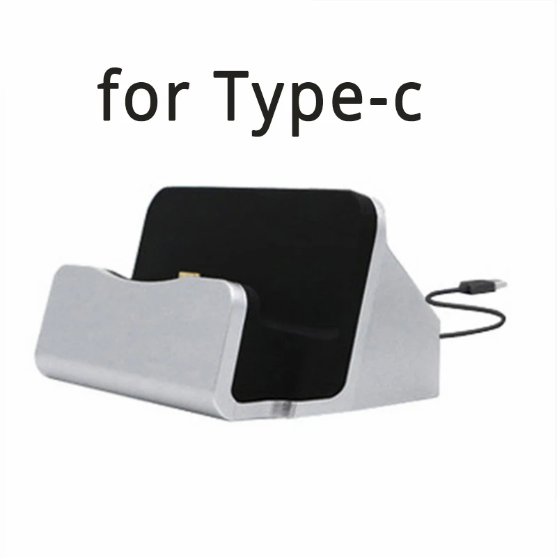 For Typec Silver Для iPhone зарядная док-станция настольная Мобильная стойка для зарядки для мобильного телефона держатель для Android Xiaomi type C подставка настольная база - Цвет: For Typec Silver