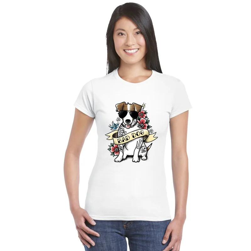 Женская футболка для спортзала тренировочная с Джеком расселлом Цветочная милые