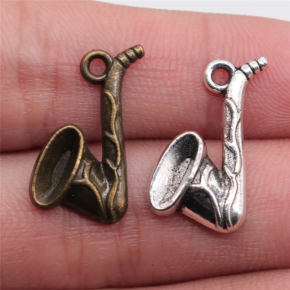 

20pcs Charms Accessories Pipe Saxophone Pendant 2 Colors Antique Silver Color Antique Bronze Plated 21x12mm