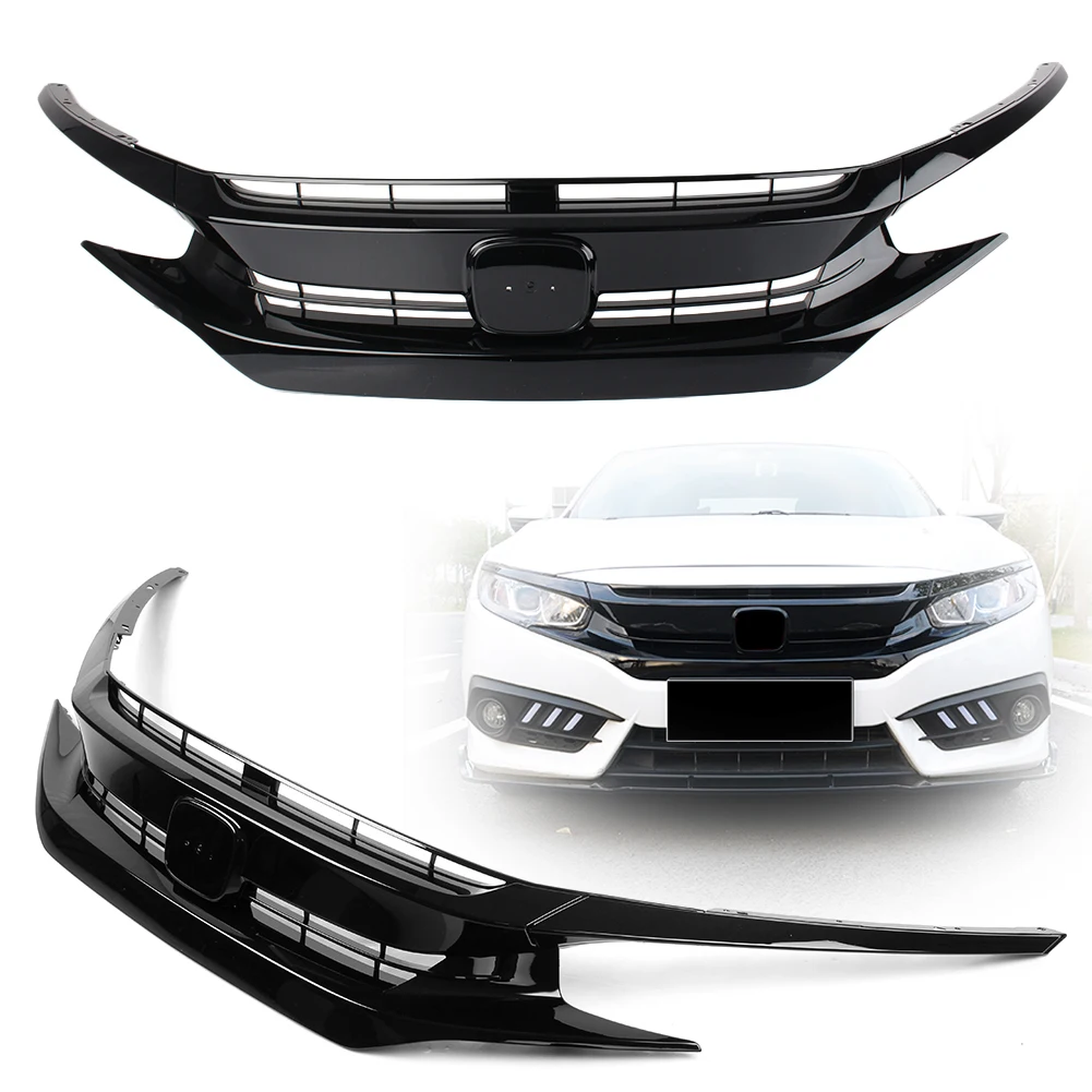 

Car Front Grille SI Style Hood Mesh Upper Grill For Honda Civic Coupe Sedan 2016 2017 2018