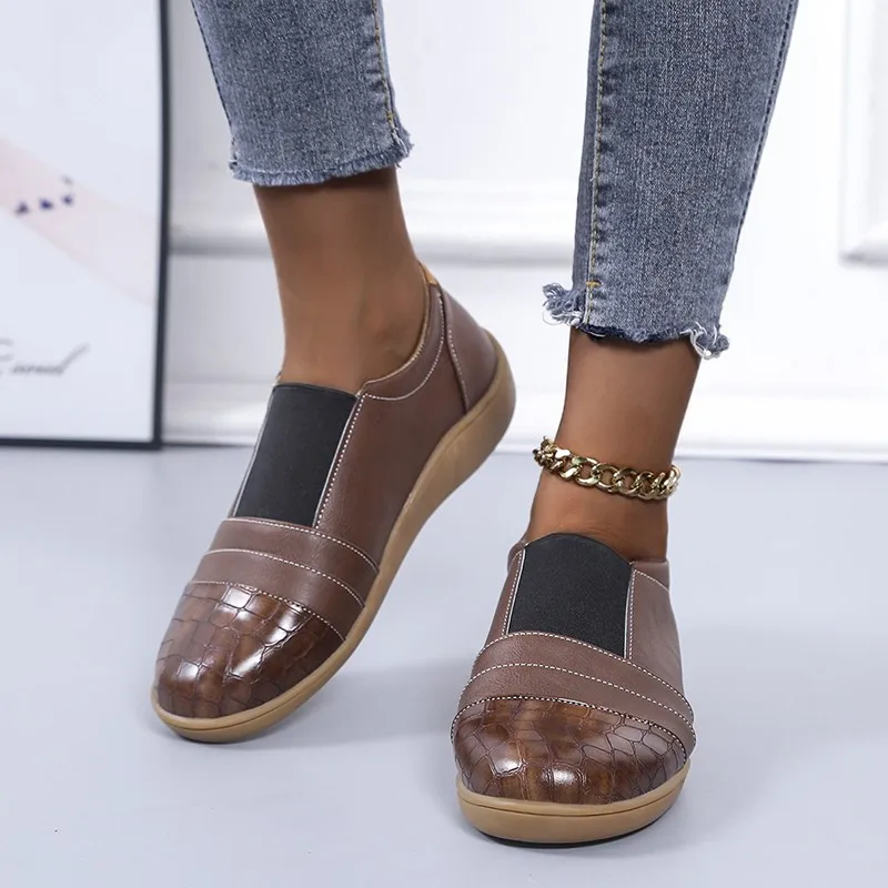 Shoes Woman Flats Shallow Mouth Modis Casual Female Sneakers Soft Autumn Round Toe Dress 2021 Winter New Fall Big Size PU Elasti