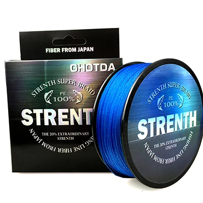 Blue GHOTDA, PE плетеная леска, многофиламентная, 100 м, 4 нити, шнур для ловли карпа, для соленой воды, пресной воды - Цвет: Blue