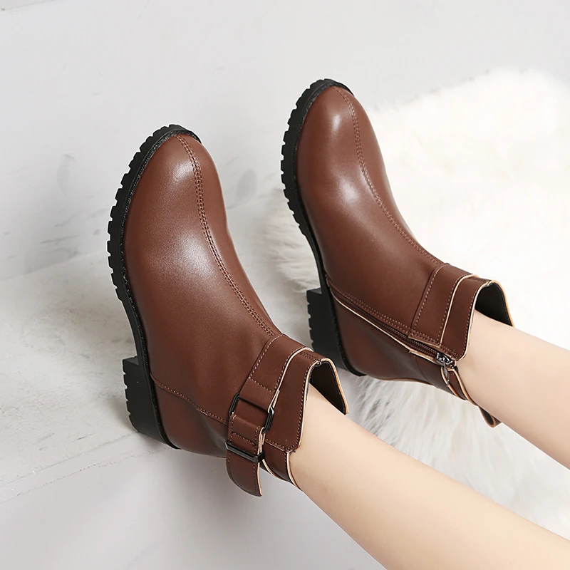 

Женские ботильоны, зимние кожаные ботинки на высоком каблуке, женские модные черные кожаные ботинки-гладиаторы с острым носком для женщин, ...