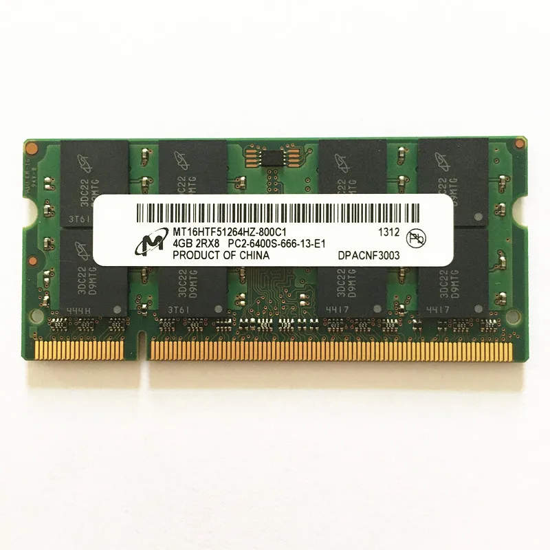 Оперативная память для ноутбука Micron ddr2 4 ГБ 800 МГц оперативная DDR2 Гб 2Rx8 PC2 6400S 666 13 E1