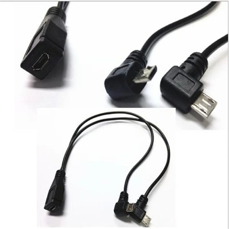 90 ° локоть машина плоская линия Micro USB Женский до 2 микро usb одна минута две линии