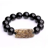 vintage fashion natural obsidian love couples long beast pixiu bracelet gift jewelry