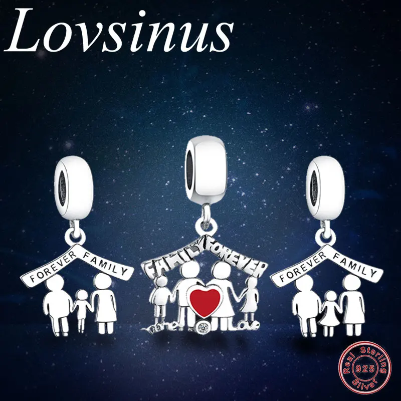 Новые подходит к оригиналу Pandora, очаровательный Браслеты 925 пробы серебро Family Forever родителей и ребенка свисающие сережки, ожерелье сделай сам